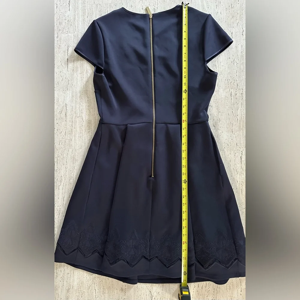 Ted Baker London Navy Cheskka Lace & Mesh Skater Dress | Ted Size 4 / US 10 - Picture 10 of 16